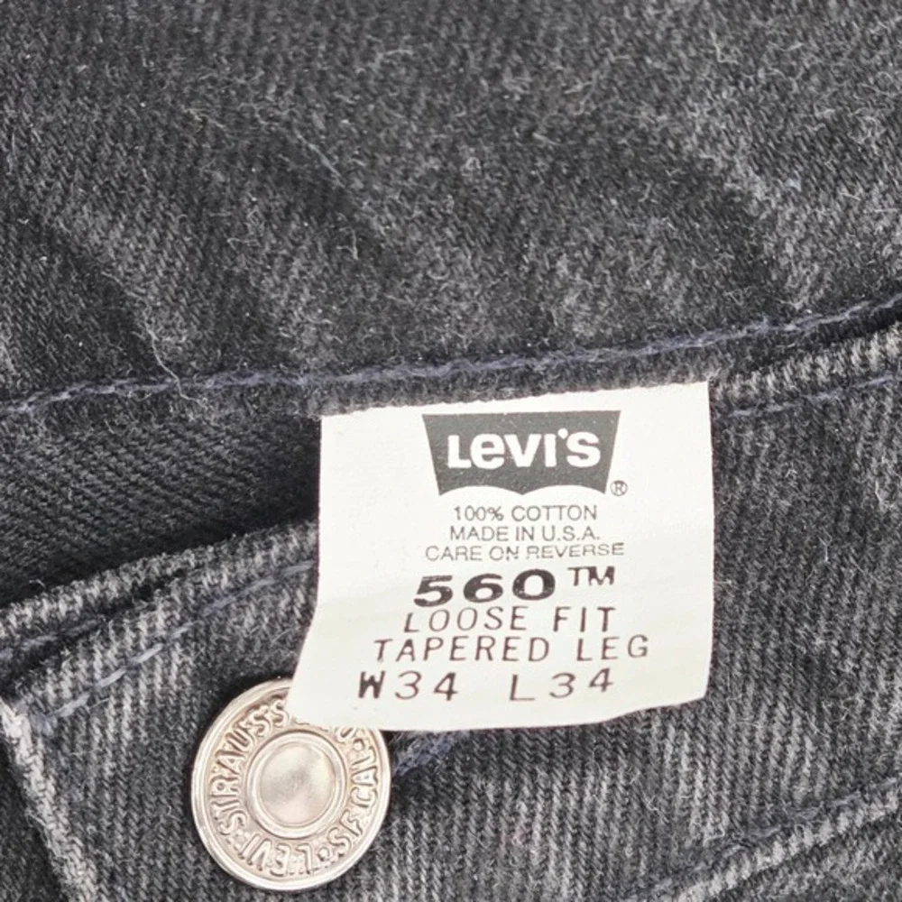 Vintage Levi's 560 Jeans‎ Mens 34x34 Loose Fit Tapered Black USA Orange Tab NWOT